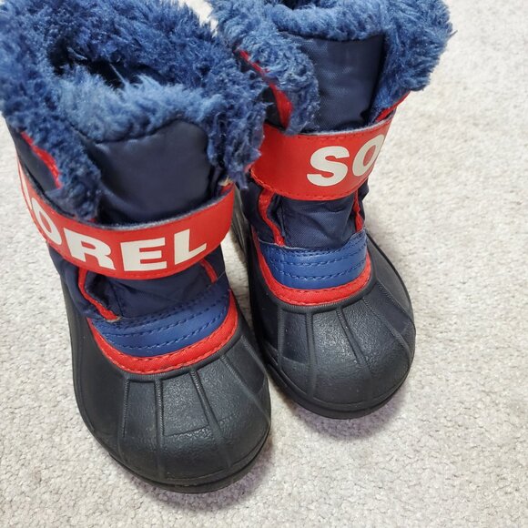 Sorel Kids Blue and Red Snow Boots - Picture 4 of 12